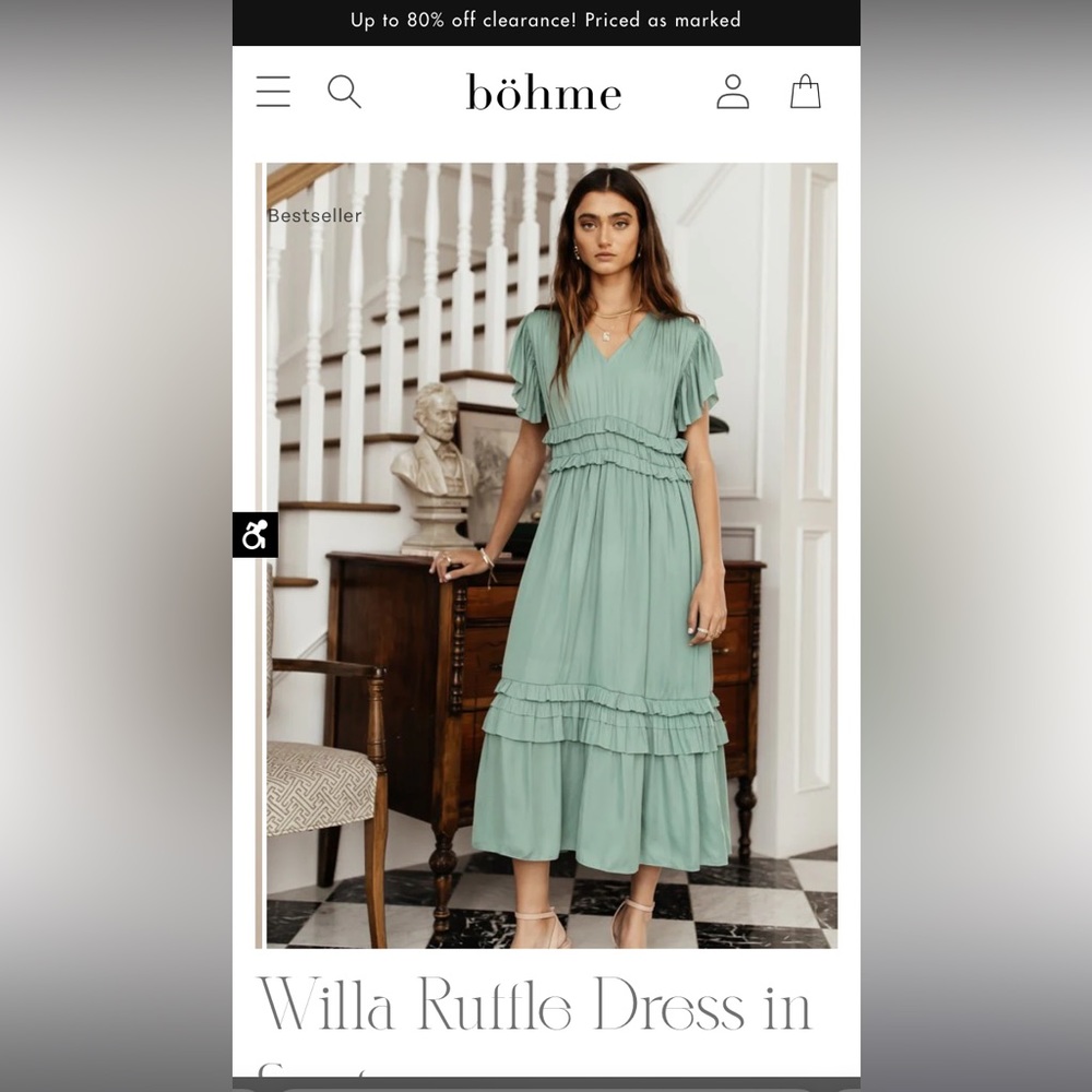 Bohme Willa Ruffle Dress in Seafoam